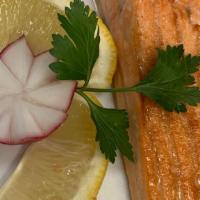 Broiled Salmon / Salmao Grelhado · Served with Boiled Potatoes and Mixed Vegetables.