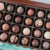24Pc Gourmet Blue & Cocoa Box · 24 Assorted Truffles in an open-faced box.