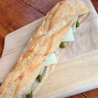 Basque Cheese & Beurre · Basque cheese, pickles butter on the baguette.