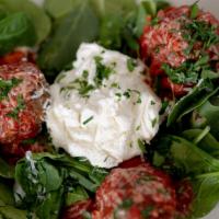 Cherry Pepper Meatballs · (3) Meatballs topped with a spicy cherry pepper sauce and served with ricotta.