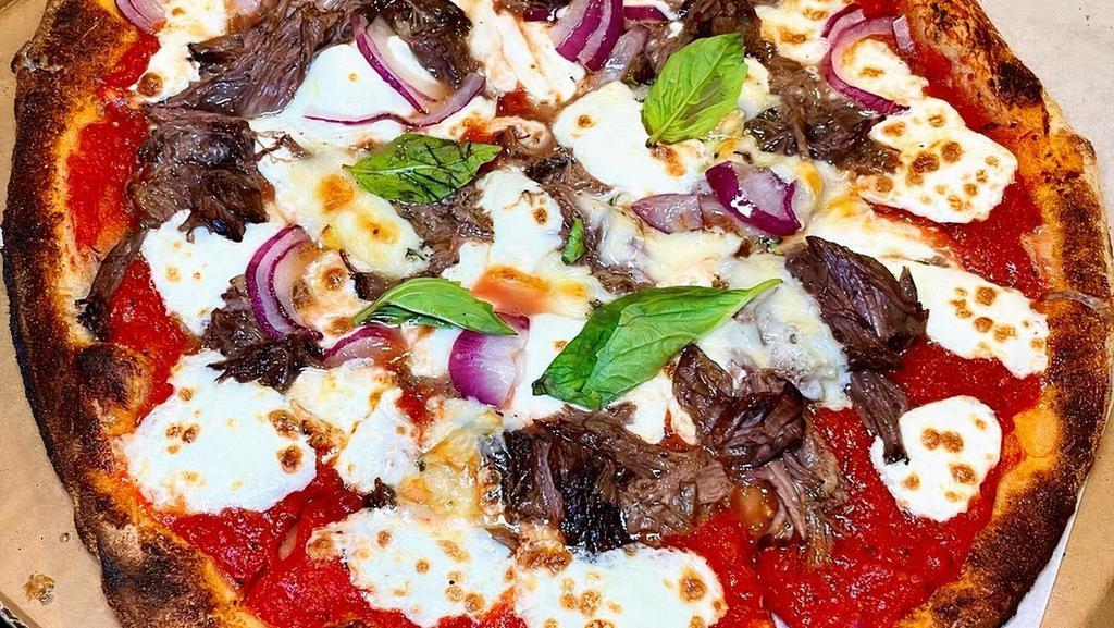 Get Shorty · Braised short ribs, gorgonzola, and red onion.