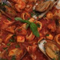 Seafood Combination · Shrimp, scallops, mussels, calamari and clams in a marinara or fra diavolo sauce.