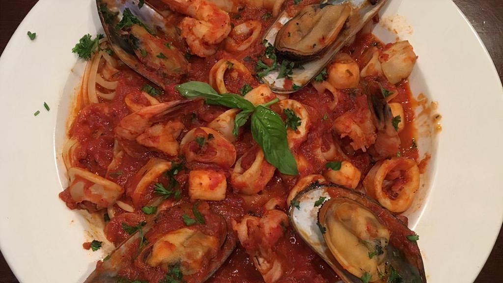 Seafood Combination · Shrimp, scallops, mussels, calamari and clams in a marinara or fra diavolo sauce.