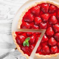 Strawberry Cheesecake · Fresh slice of strawberry cheesecake.