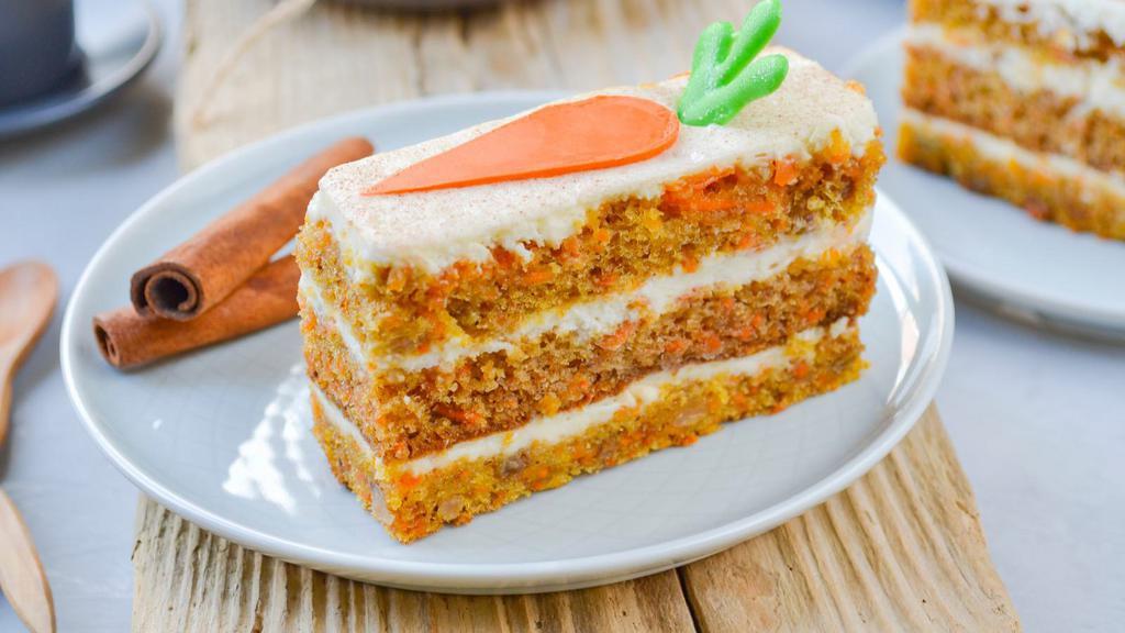 Carrot Cake · Fresh slice of carrot cake.