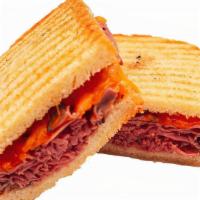 Beef & Cheddar Panini · Our delicious panini bread toasted to perfection and made with shredded cheddar cheese and r...