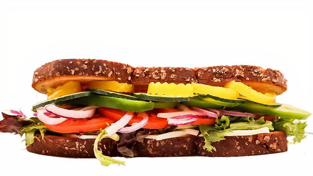 Whole Veggie Giant Deli Sandwich · Pile the veggies on any way you want on the Veggie Giant Deli sandwich! Your choice of New York Bakery bread, and any cheese or sauce you want!