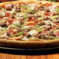 Supreme · A little bit of everything! Pepperoni, sausage, onions, mushrooms and green peppers.