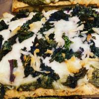 Pizza - Pesto & Greens · pesto, vegan mozzarella, gluten free crust, greens, single serving; pesto contains sunflower...