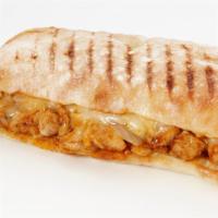 Buffalo Chicken Panini · Panini filled with buffalo chicken, cheddar cheese, and pepper jack cheese.