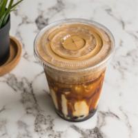 Dalgona Boba · 16 oz. Whipped coffee with your choice of milk over ice with brown sugar and tapioca pearls ...
