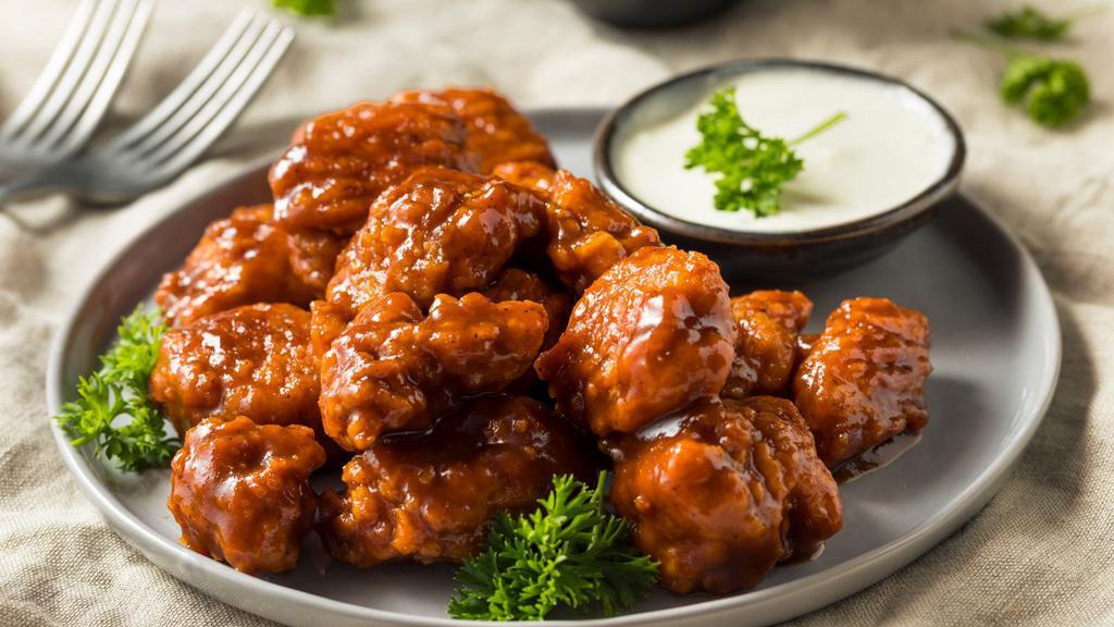 Bbq Boneless Wings · Pub-style BBQ  boneless wings with our double fry method.
