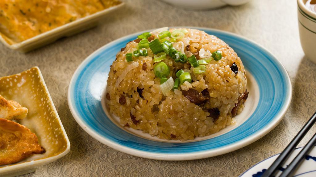 Sticky Rice With Chinese Sausage · Steamed sweet rice mixed with Chinese sausage and minced pork. (1 order).
