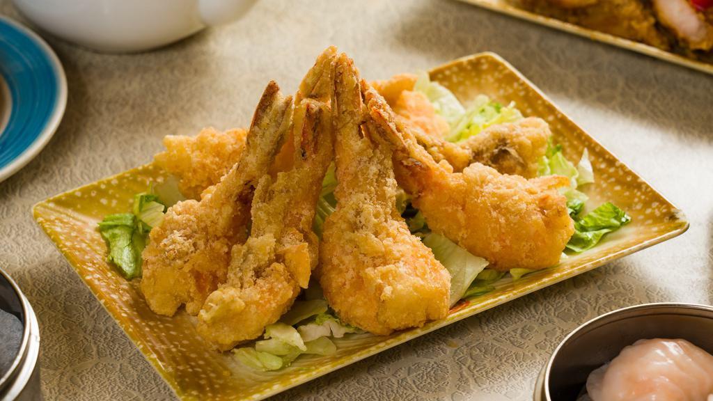 Salt & Pepper Shrimp · Unpeeled shrimp seasoned with salt and pepper, deep fried, and garnished with jalapenos.