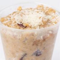 Grab & Go Overnight Oats · 8 oz steel cut oatmeal with almond milk, dried cranberry, walnuts and coconut flakes (nuts)