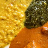 Daal Saag(Vegan) · Lentils cooked with fresh spinach and spices.