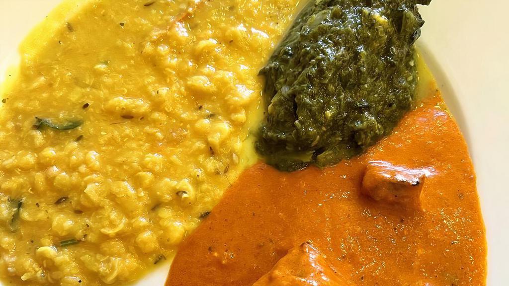 Daal Saag(Vegan) · Lentils cooked with fresh spinach and spices.