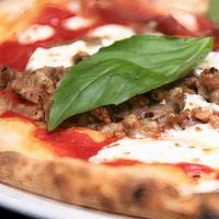 Gf Macellaio · Gluten-Free The Butcher – tomato sauce, fresh mozzarella, sausage, porchetta, salami crespon...