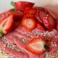 Strawberry Short Cake Pancake · VANILLA CAKES + DEHYDRATED STRAWBERRY CRUMBLE + STRAWBERRY MASCARPONE PRESERVE + MACERATED S...