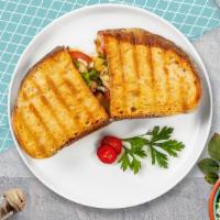 Fajita O'Cluck Panini · Spicy chicken cutlet, chunky salsa, roasted peppers, and cheddar cheese.