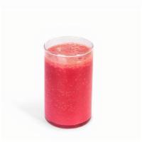 Red Machine Smoothie · Strawberries, raspberries, and orange juice.