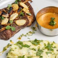 Cumin Garlic Steak With Basted Mushroom · Curried mash potato, garam masala au jus.