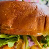 Chicken Tikka Sandwich · Mint mayo, arugula lettuce, Eternity house sauce, fries.