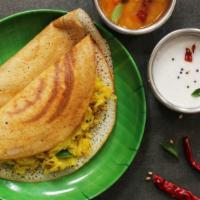 Pepper Chicken Dosa · A fresh made thin Indian crepe made from a fermented batter of lentils and rice stuffed with...