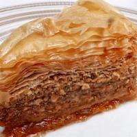 Baklava · Layered phyllo filled with almonds, walnuts and pistachios