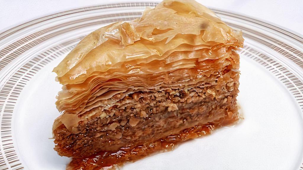 Baklava · Layered phyllo filled with almonds, walnuts and pistachios
