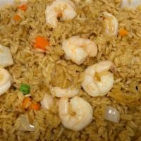 Shrimp Fried Rice · Spicy. Rice cooked with onions, carrots, and peas.