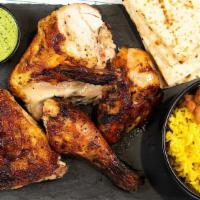 1/2 Chicken Meal · Served with 1 Side, House-made Sauce & Pita Bread.