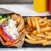 Chicken Or Lamb Gyro Pita  · Grilled Chicken or Grilled Lamb served with lettuce, tomato, onions & house-made Tzatziki sa...