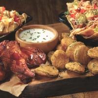 Bbq Crowd Pleaser · Hickory smoked chicken wings with sweet BBQ glaze, mini BBQ Mag Nachos, loaded fries, crispy...