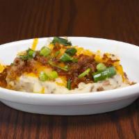 Loaded Mashed Potatoes · Mashed Red Potatoes loaded with Cheddar Jack cheese, bacon pieces and green onions. Upgrade ...