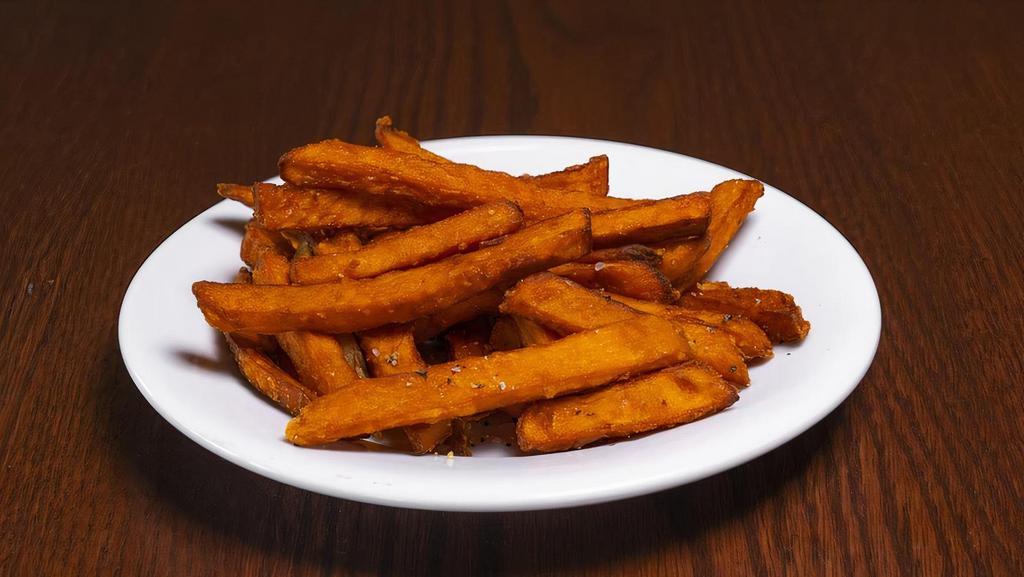 Sweet Potato Fries · Fresh fries to order Sweet Potato Fries. Upgrade to Family or Large. Family feed 6-8, Large feeds 3-4.