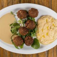Falafel (6) Appetizer  · ground chickpea balls with herbs & spices and hummus & tahini sauce