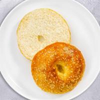 Open Sesame Bagel · Get a wholesome toasted bagel with sesame seeds.