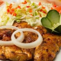 Combo 6 · Breaded shrimp or grilled chicken breast, rice, beans, salad or sweet plantains, and free 2 ...