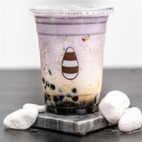 Taro Heaven · Signature Brown sugar boba milk with pudding,herbal jelly and  Taro flavored foam (no tea, B...
