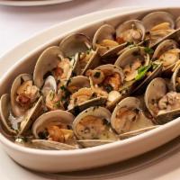 Zuppa Di Clams · Fresh Little Neck Clams Cooked in a Red or White Broth w/ Garlic, White Wine & Herbs - Appro...