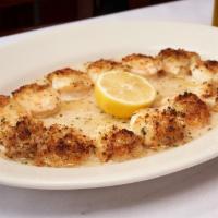 Shrimp Scampi · Shrimp Broiled with Garlic Breadcrumbs Served in a Garlic, Clam Juice, Olive Oil & Butter Sa...