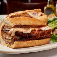 #3 Veal Cutlet Combo Hero · Veal Cutlet w/ Fried Eggplant, Prosciutto, Fresh Mozzarella Cheese & Tomato Sauce - Served w...