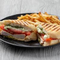 I'M Hot For Teacher · Grilled chicken pesto panini, served with tomato, melted provolone cheese and homemade pesto...