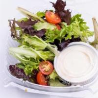 Side Salad · Leafy Greens, Grape Tomatoes, Choice of Dressing