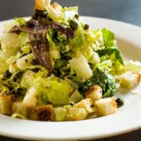 Caesar Salad · Piquant garlic dressing with croutons, capers, anchovies, and Romano cheese. (consuming raw ...