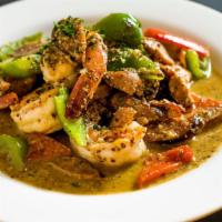 Shrimp With Andouille Sausage (Entree) · Sauteed with spicy andouille sausage and bell peppers, served in a creole mustard sauce.