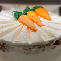 Carrot Cake · Leaded carrot cake filled with cream cheese (contains nuts).