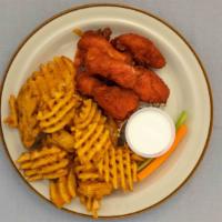  3  Boneless And 3 Wings  Combo Meal · Served with choice of side of blue cheese, celery and carrots