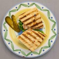 Healthy Panini · Grilled chicken, lettuce, tomato, cucumber and onions.